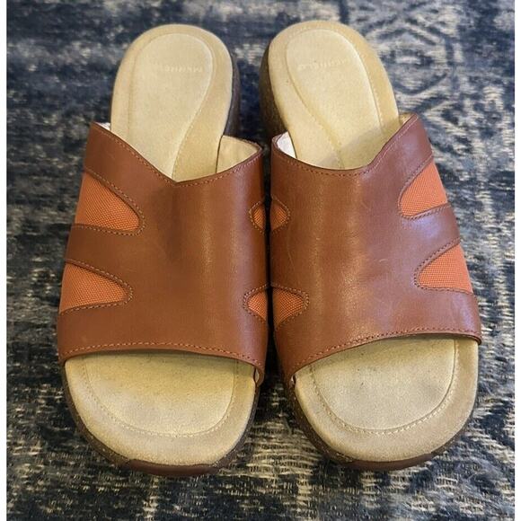 Merrell Sandals Women's Sundial Clay Suede Leather Slip-On Slide Wedge Size 9 - Picture 3 of 8